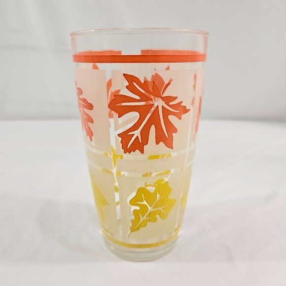 Hazel Atlas Frosted Fall Leaves Large 22 Oz Tumbler Drinking Glasses – Set of 2 - Picture 16 of 17